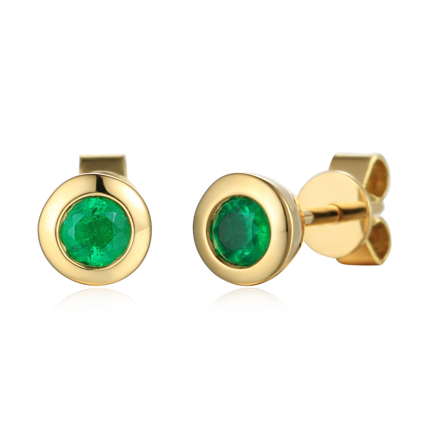 18ct Yellow Gold Emerald Stud Earrings