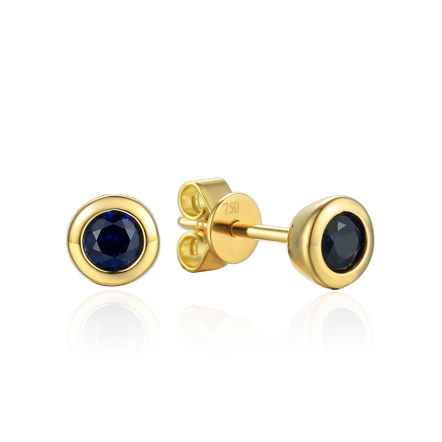 18ct White or Yellow Gold Blue Sapphire Stud Earrings
