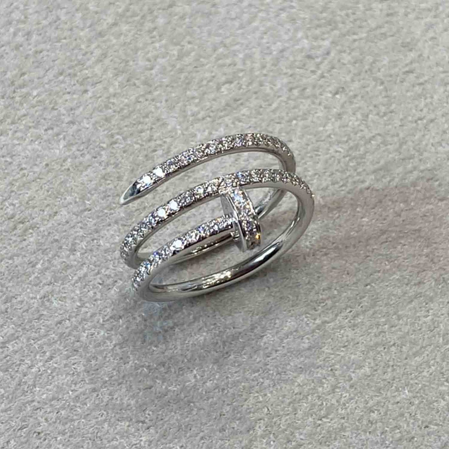 White Gold Cartier Juste Un Clou Ring Diamond Pave 3 quarter view