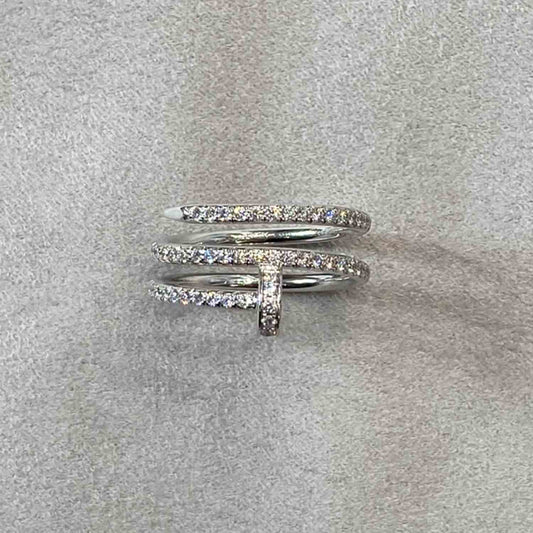 White Gold Cartier Juste Un Clou Ring Diamond Pave Straight on view