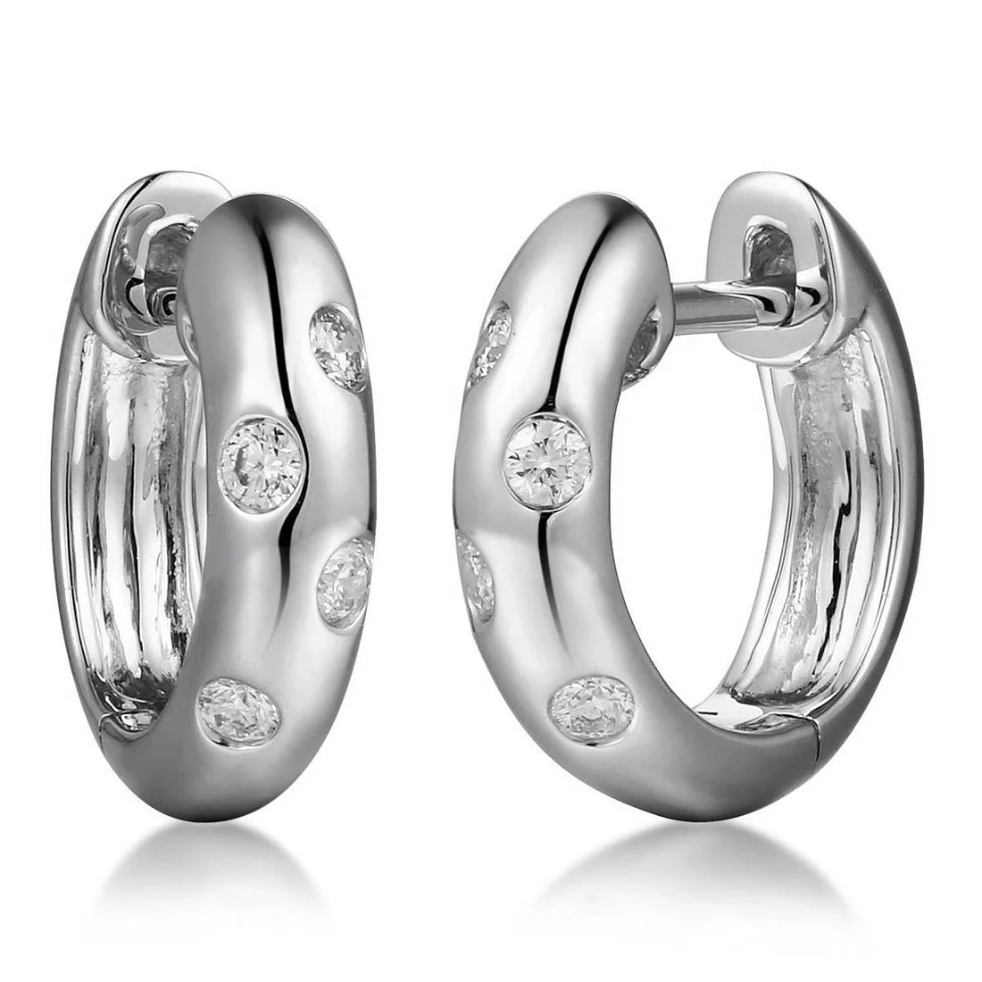 18ct Yellow or White Gold Diamond Huggy Earrings