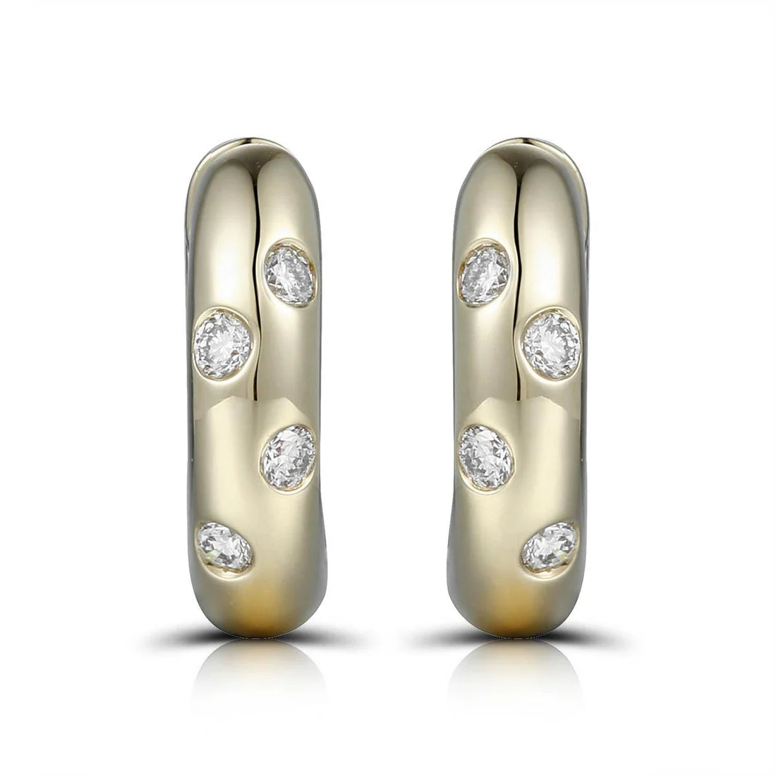 18ct Yellow or White Gold Diamond Huggy Earrings
