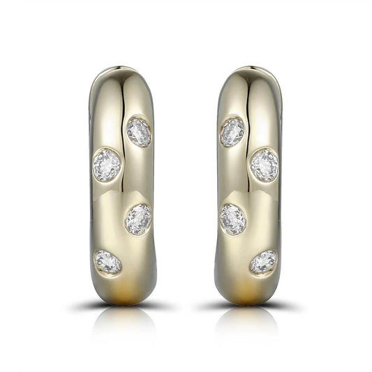 18ct Yellow or White Gold Diamond Huggy Earrings