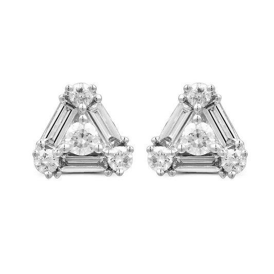 18ct White Gold Diamond Triangle Stud Earrings – 0.71ct Total