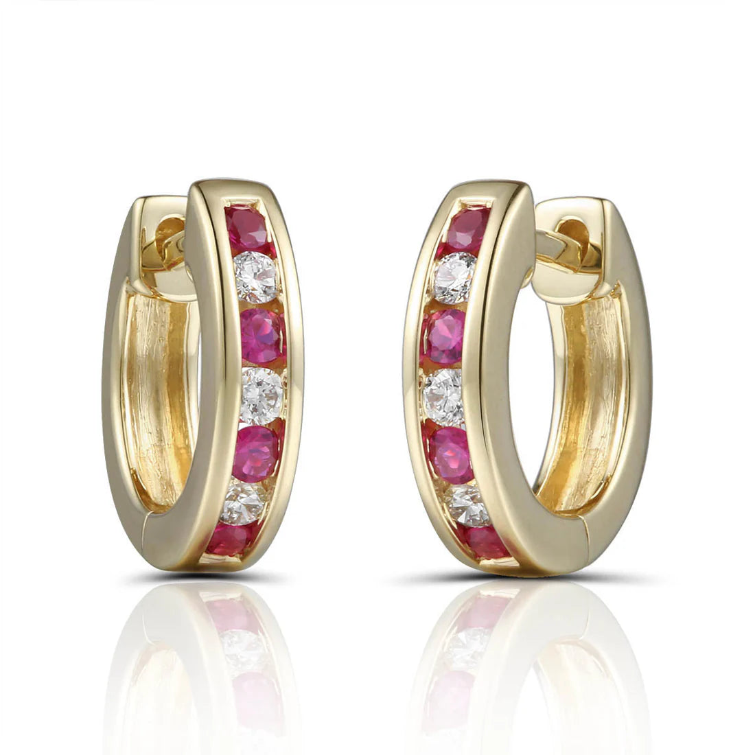 18ct White or Yellow Gold Ruby & Diamond Earrings