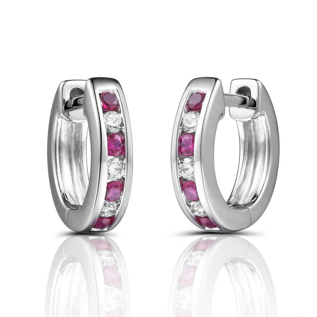 18ct White or Yellow Gold Ruby & Diamond Earrings