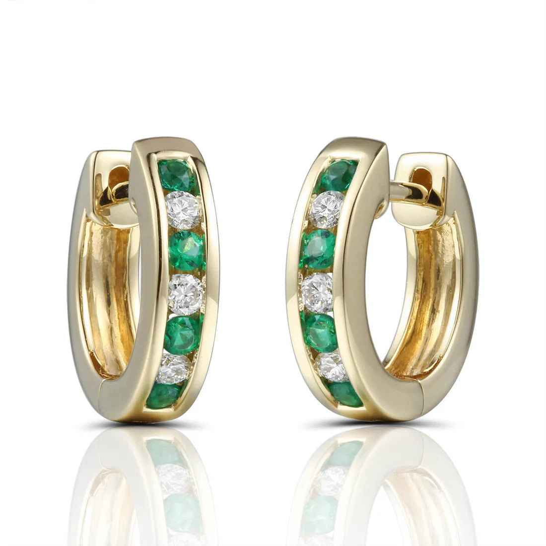 18ct White or Yellow Gold Emerald & Diamond Earrings