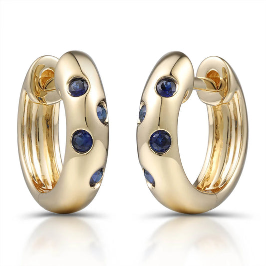 18ct Yellow or White Gold Sapphire Huggy Earrings