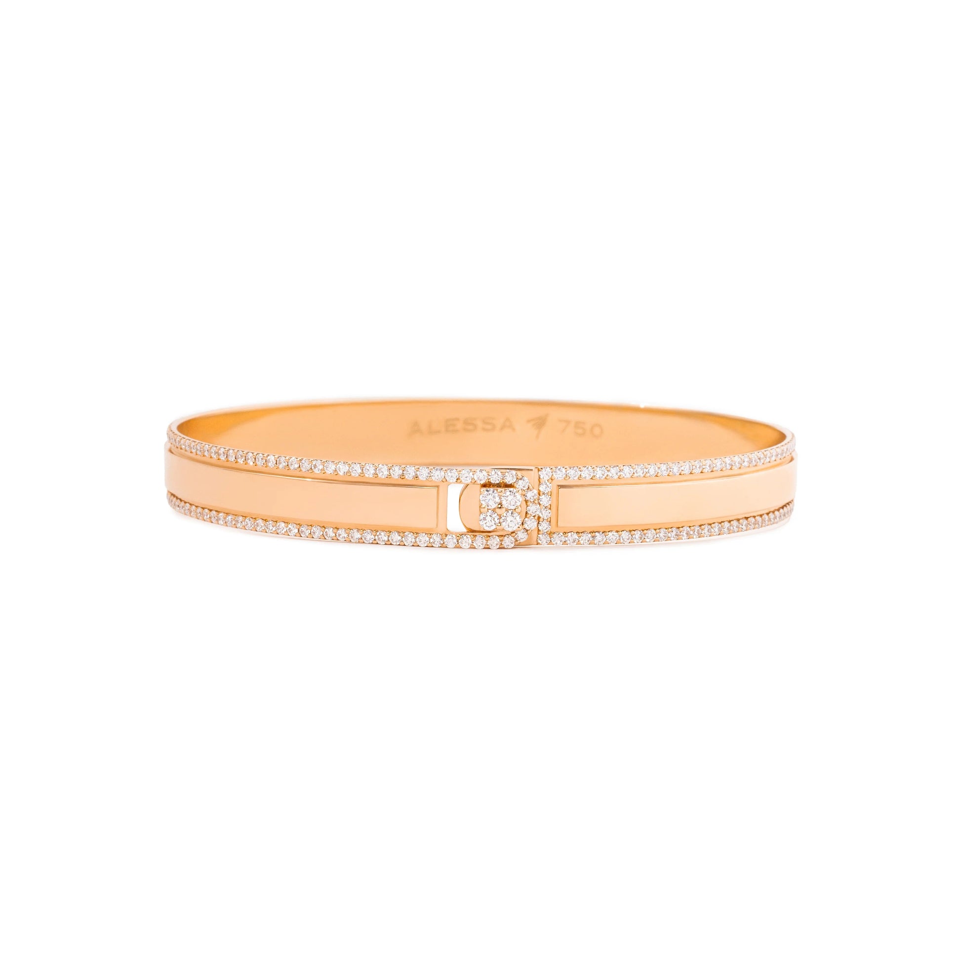 Gold bracelet with a diamond on a white background