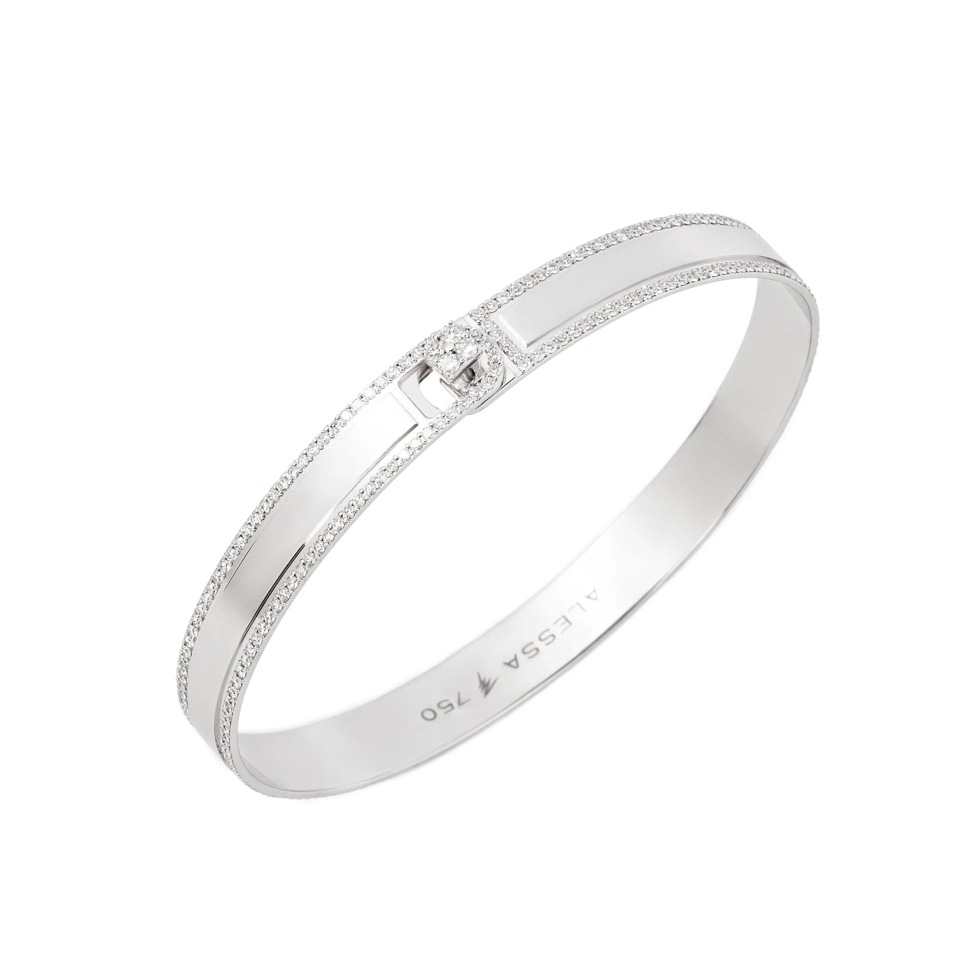 white gold  bracelet with a small diamond on a white background