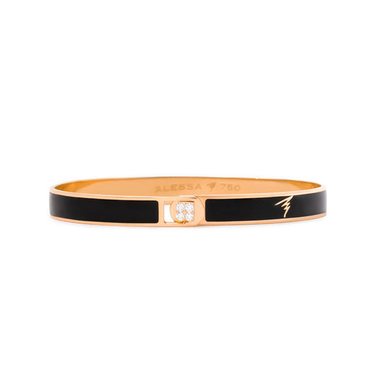 Alessa rose Gold and black bangle bracelet on a white background