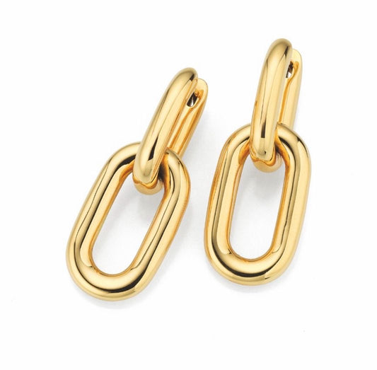 18kt Rose Gold Detachable Oval Link Drop Earrings