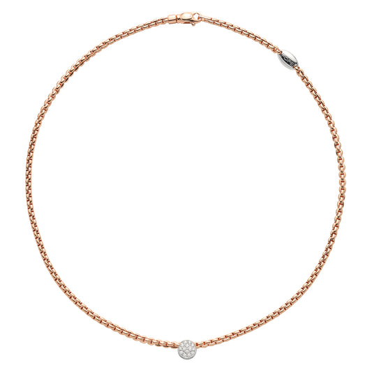 Fope Eka Tiny Necklace with Pavé Diamond Disc