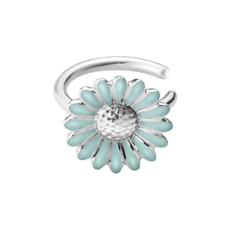 Georg Jensen Silver Daisy Blue or Green Earcuff