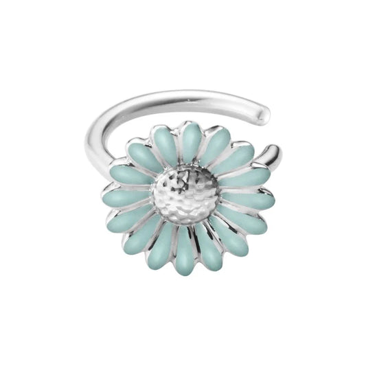 Georg Jensen Silver Daisy Blue or Green Earcuff