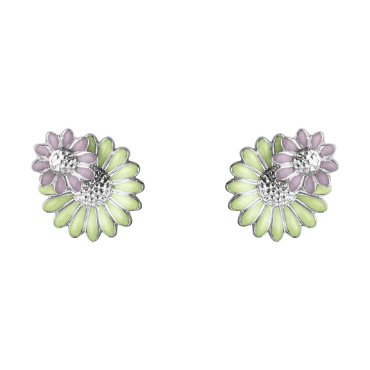 These dainty ear studs feature bright-coloured daisies crafted in rhodium-plated sterling silver and hand-painted in green and pink enamel. The design is a fresh reimagining of Georg Jensen’s iconic Daisy collection and created in collaboration with Copenhagen fashion designer Stine Goya.



