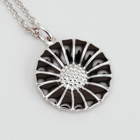 Georg Jensen Silver and Enamel Daisy Pendant