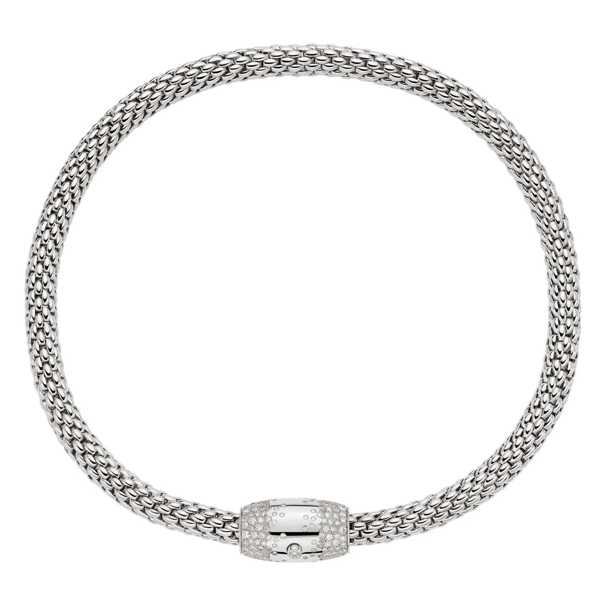 FOPE Love Nest Gold Flex'it Necklace with Pavé Diamond Rondel