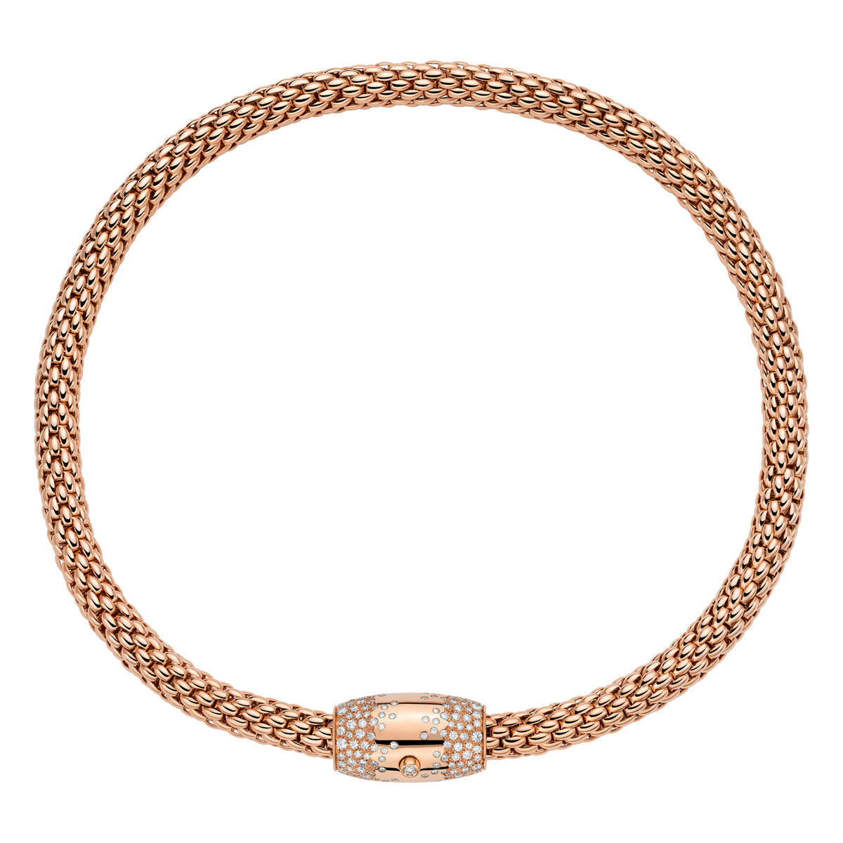 FOPE Love Nest Gold Flex'it Necklace with Pavé Diamond Rondel