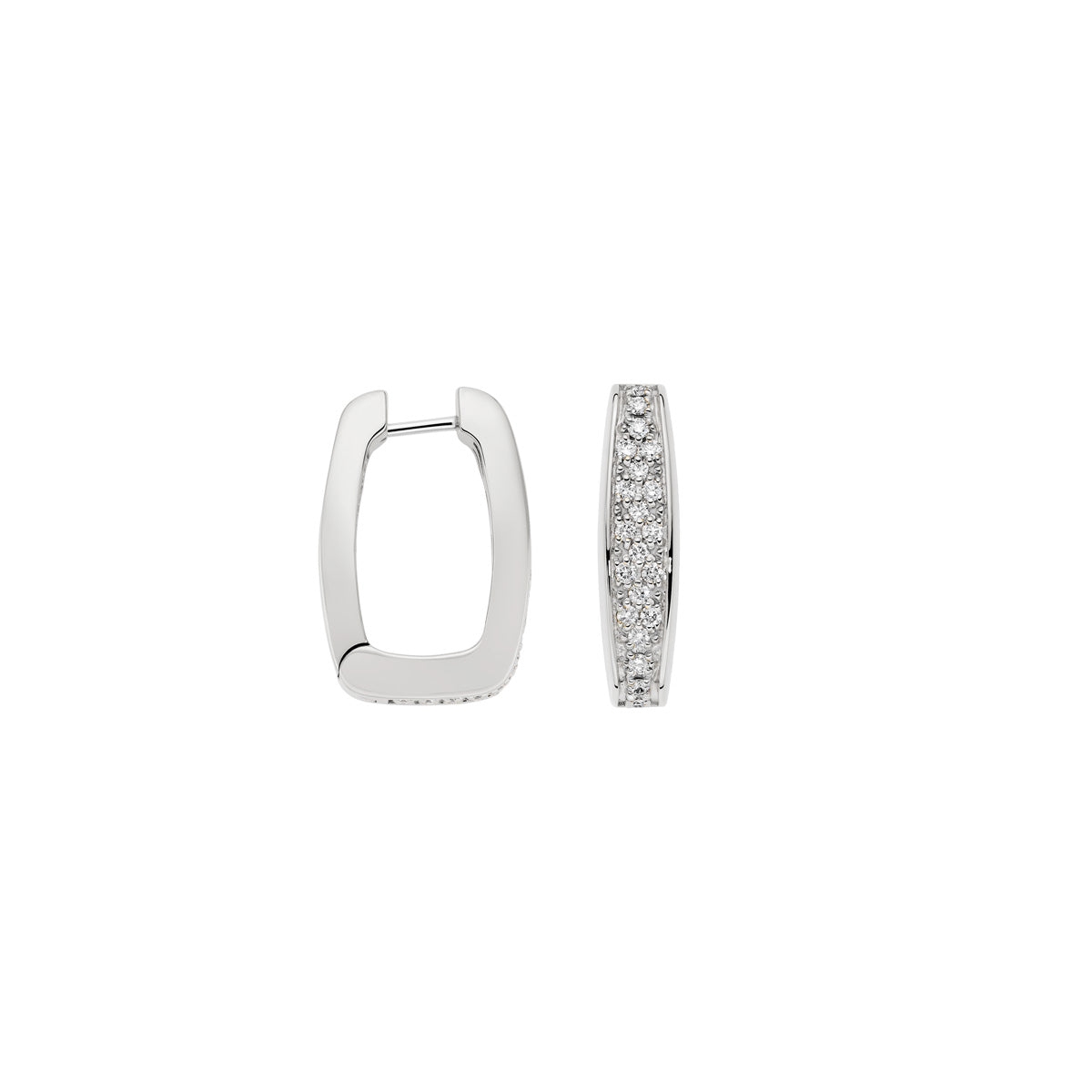 FOPE Eka Squared Hoop Earrings, Diamond Pavé 1.40ct
