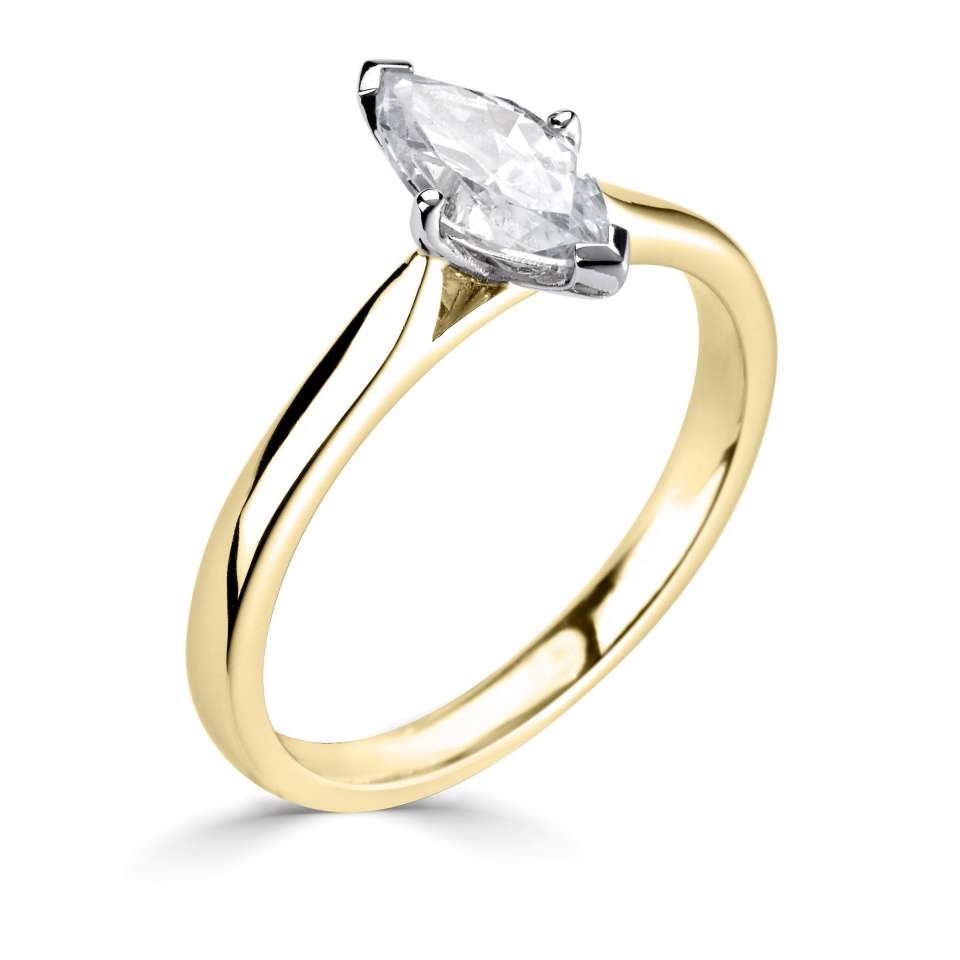 Lab-Grown Classic- Marquise Cut Solitaire - Ksenia Mirella Jewellery 