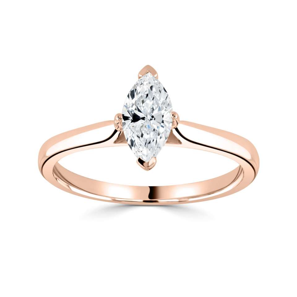 Lab-Grown Classic- Marquise Cut Solitaire - Ksenia Mirella Jewellery 