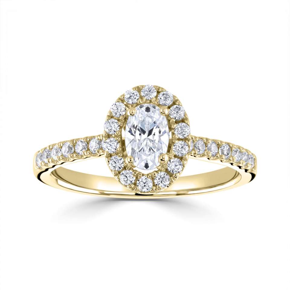 Lab-Grown Classic- Oval Cut Diamond Halo Ring - Ksenia Mirella Jewellery 