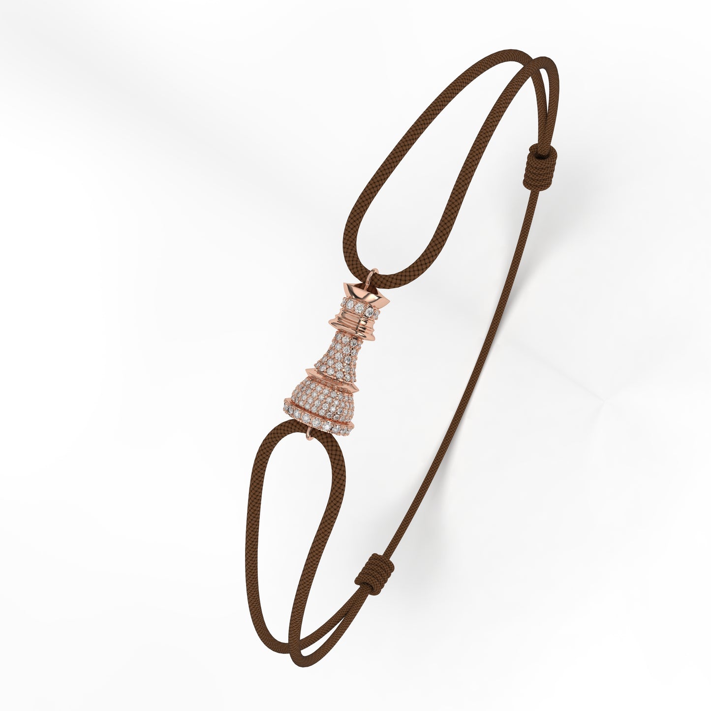 The Queen Power Cord Bracelet – Rose Gold with White Diamond Pavé