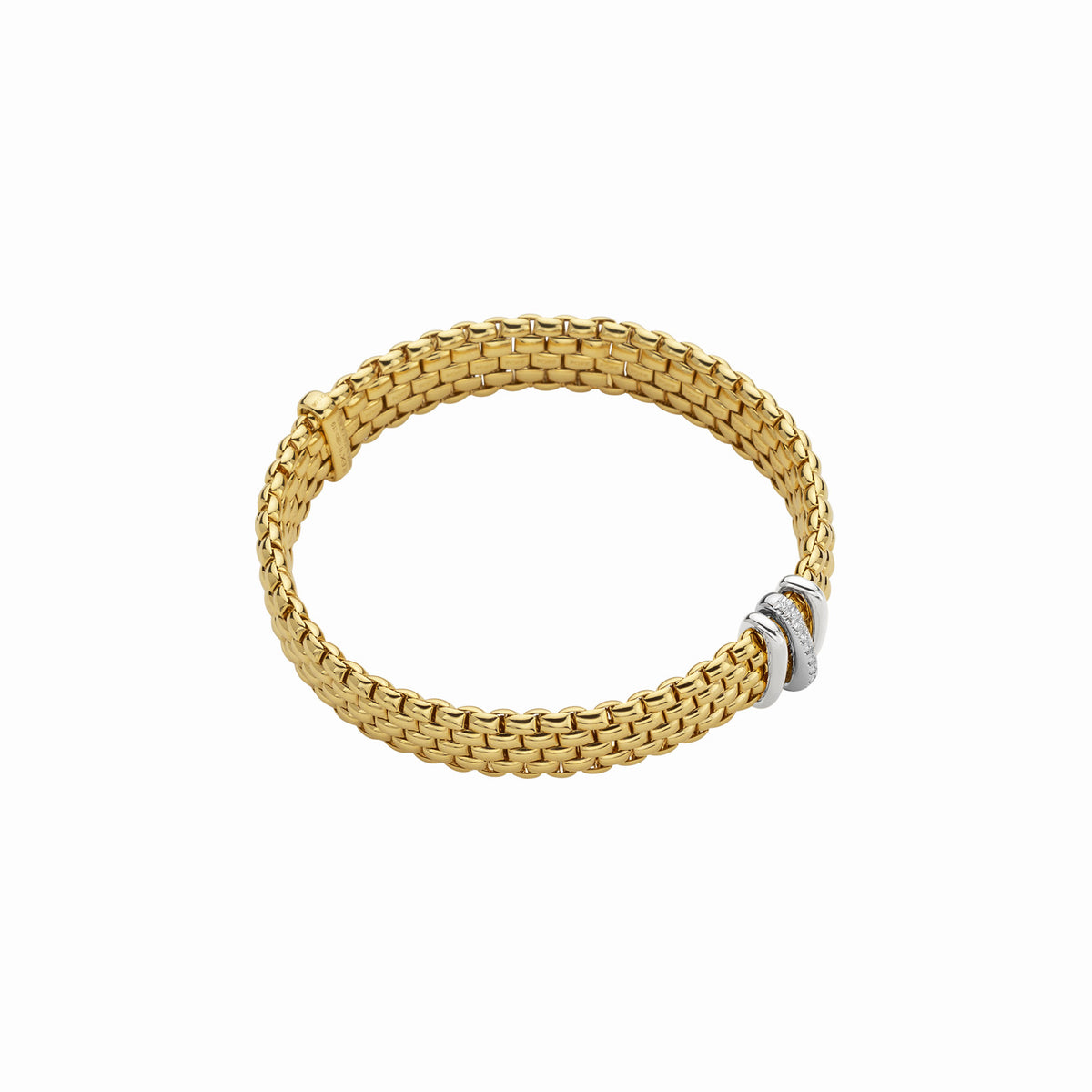 FOPE Panorama Gold Flex'it Bracelet with Three Rondels & Diamonds