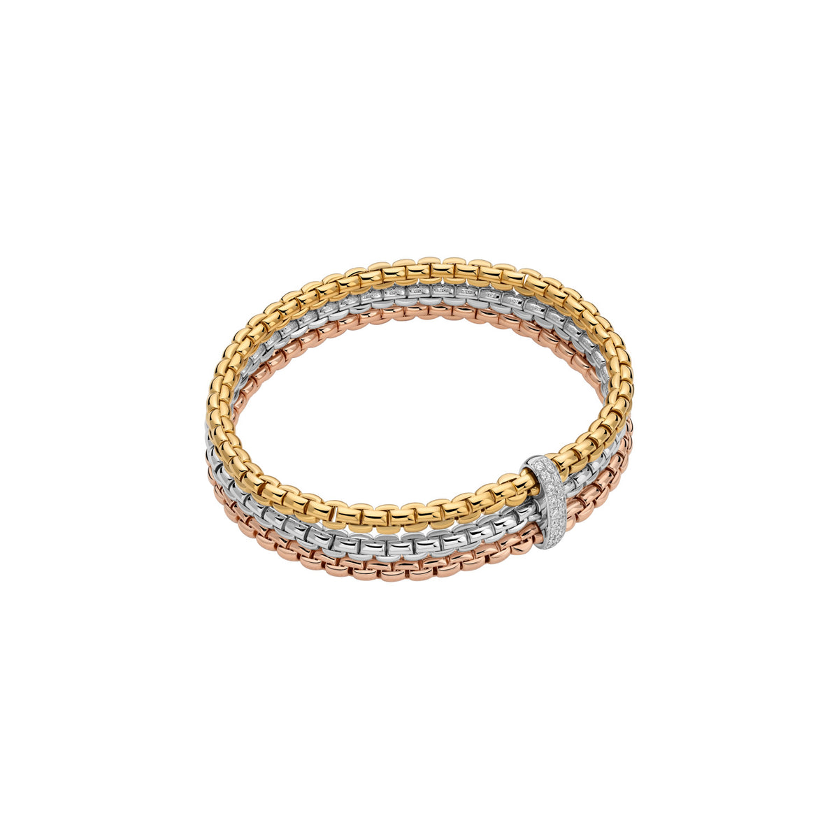 FOPE Eka 0.14ct Tricolour Gold Triple-Row Diamond Bracelet