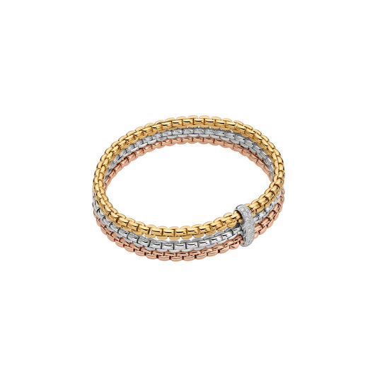 FOPE Eka 0.14ct Tricolour Gold Triple-Row Diamond Bracelet