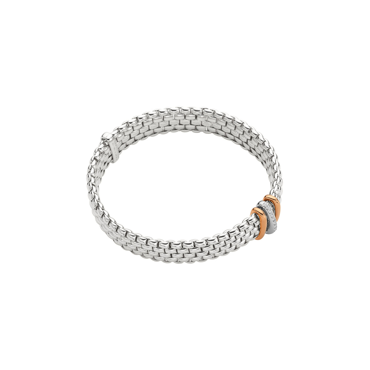 FOPE Panorama Gold Flex'it Bracelet with Three Rondels & Diamonds