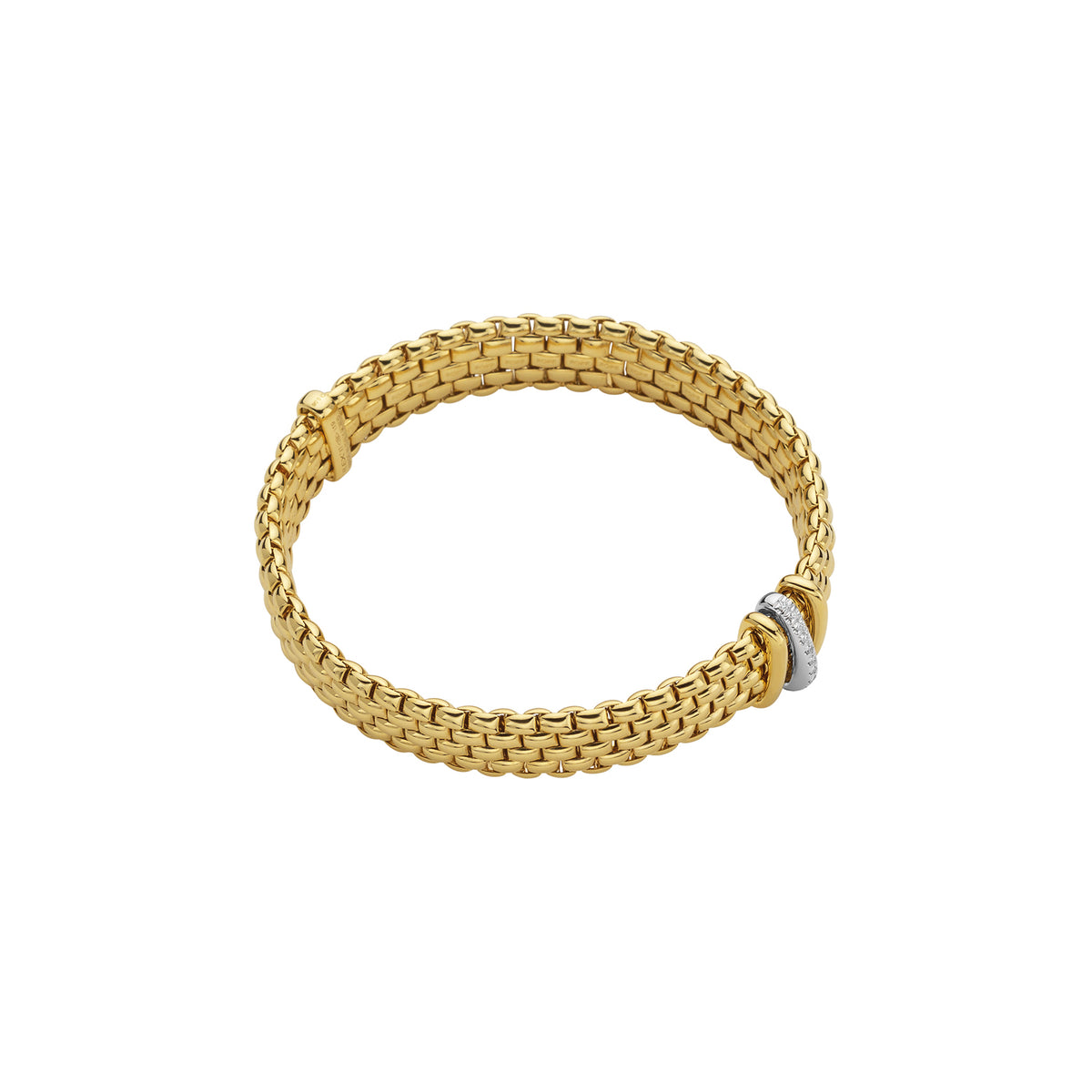 FOPE Panorama Gold Flex'it Bracelet with Three Rondels & Diamonds