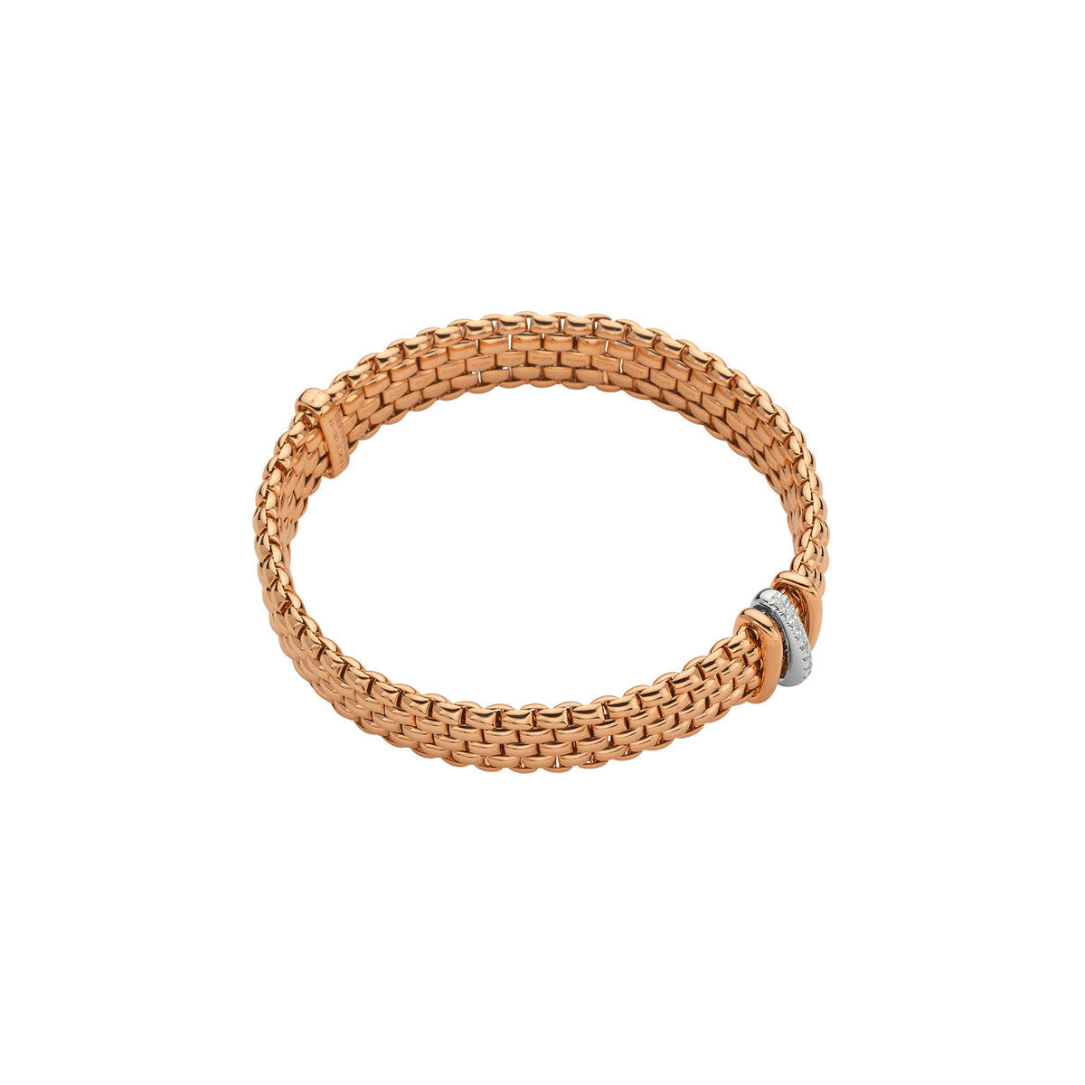 FOPE Panorama Gold Flex'it Bracelet with Three Rondels & Diamonds