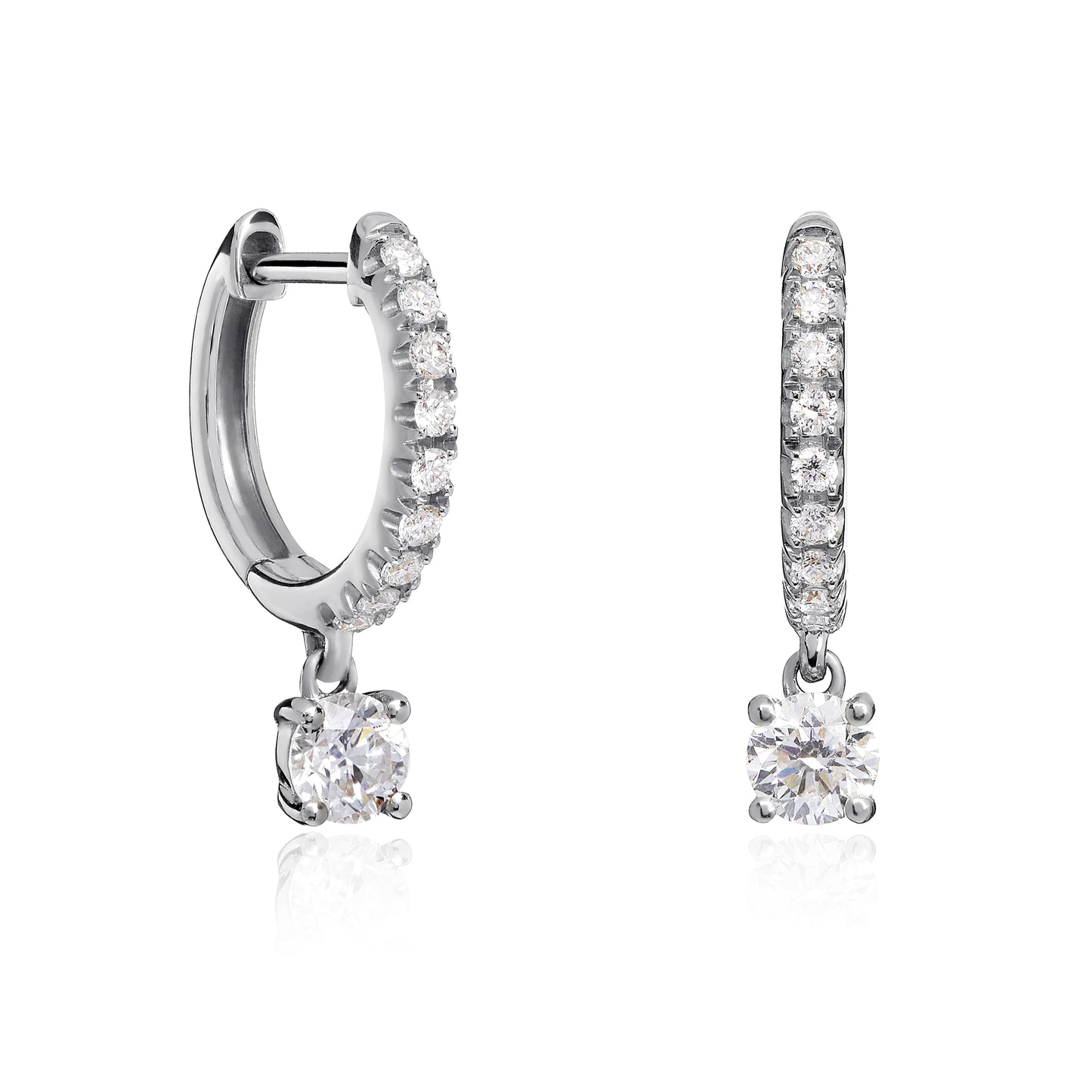 White Gold Diamond Drop Hoops