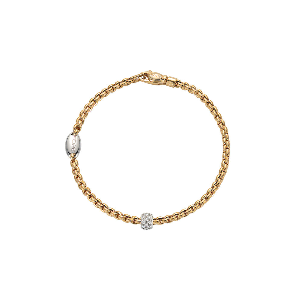 Fope Eka Tiny Bracelet with Diamond Pavé Rondel