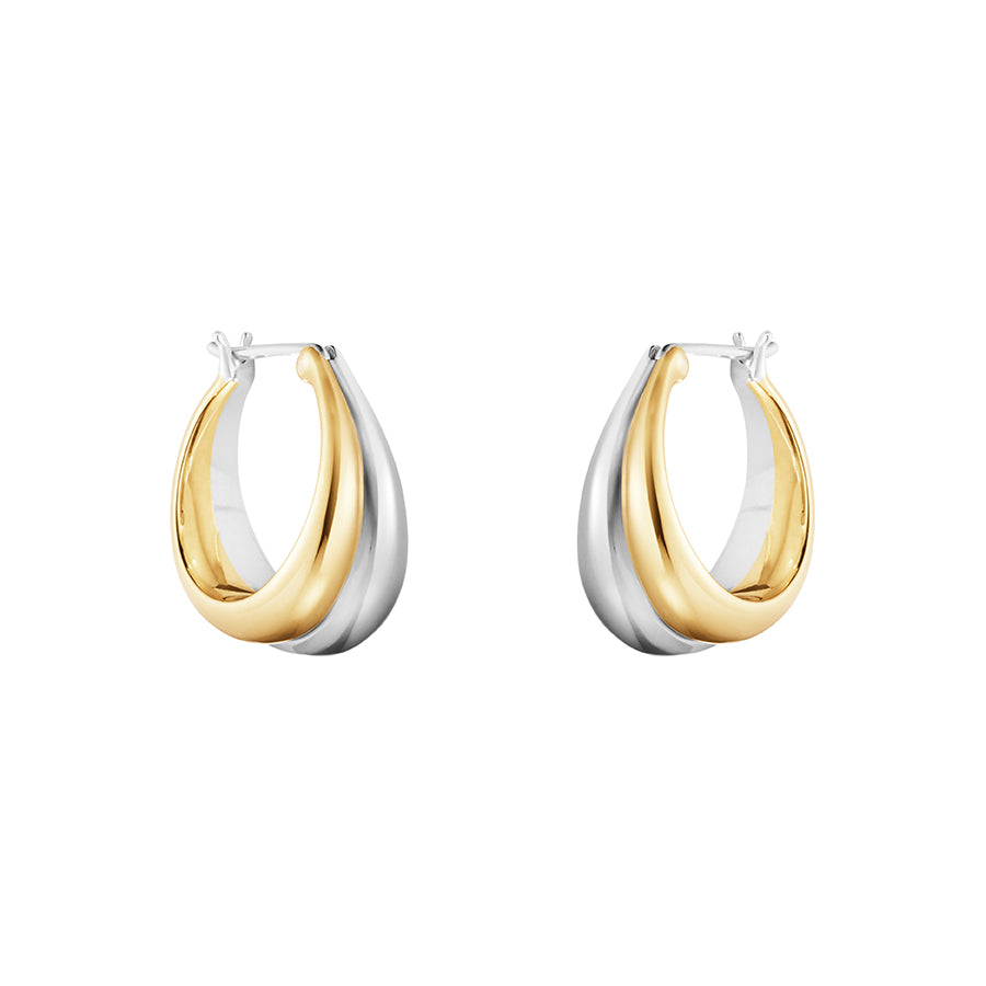 Georg Jensen Curve Silver And 18ct Gold Hoops