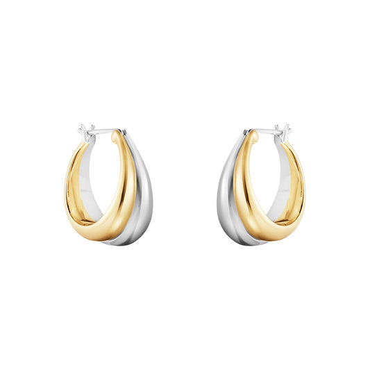 Georg Jensen Curve Silver And 18ct Gold Hoops