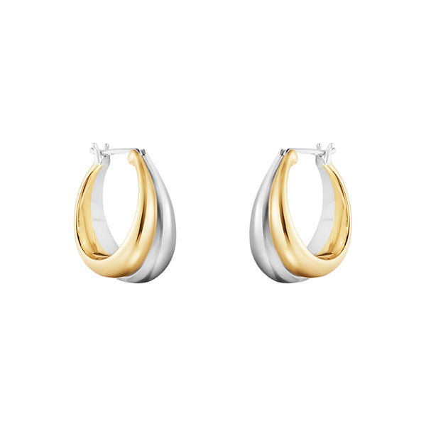 Georg Jensen Curve Silver And 18ct Gold Hoops