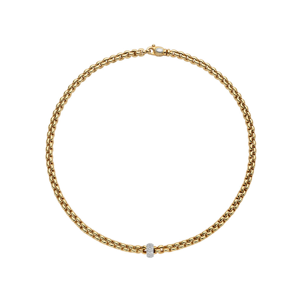 Fope Eka Necklace with Pavé Diamond Rondel