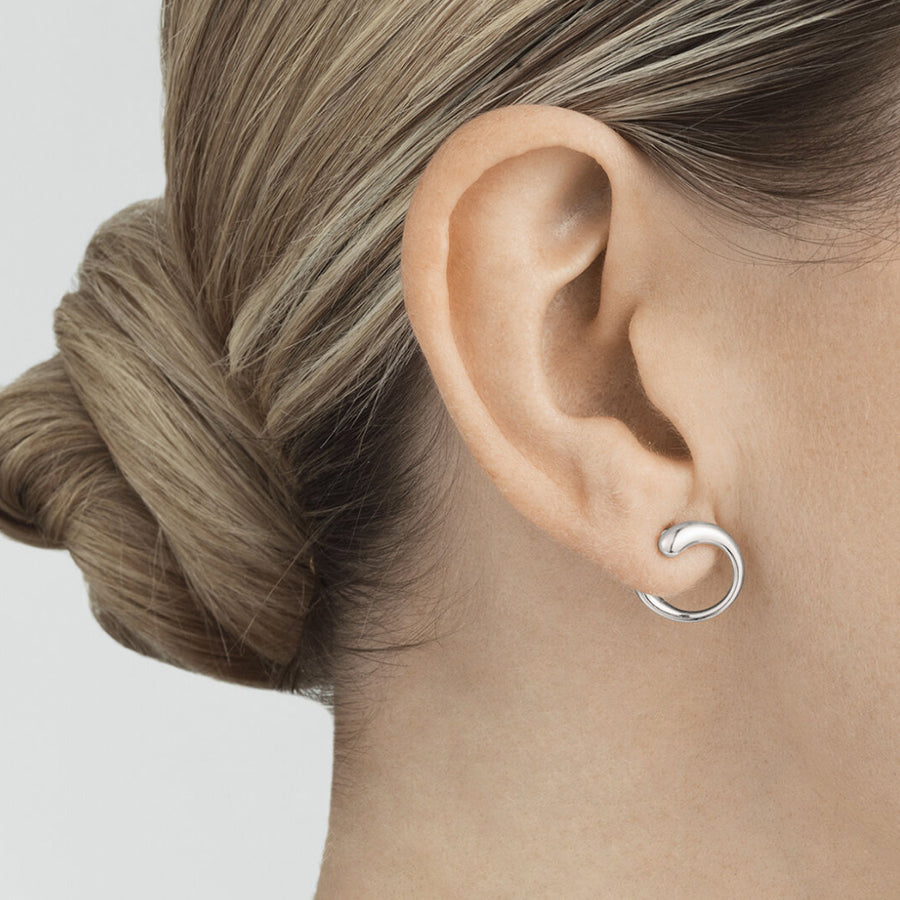 Georg Jensen Mercy Silver Earrings on a model