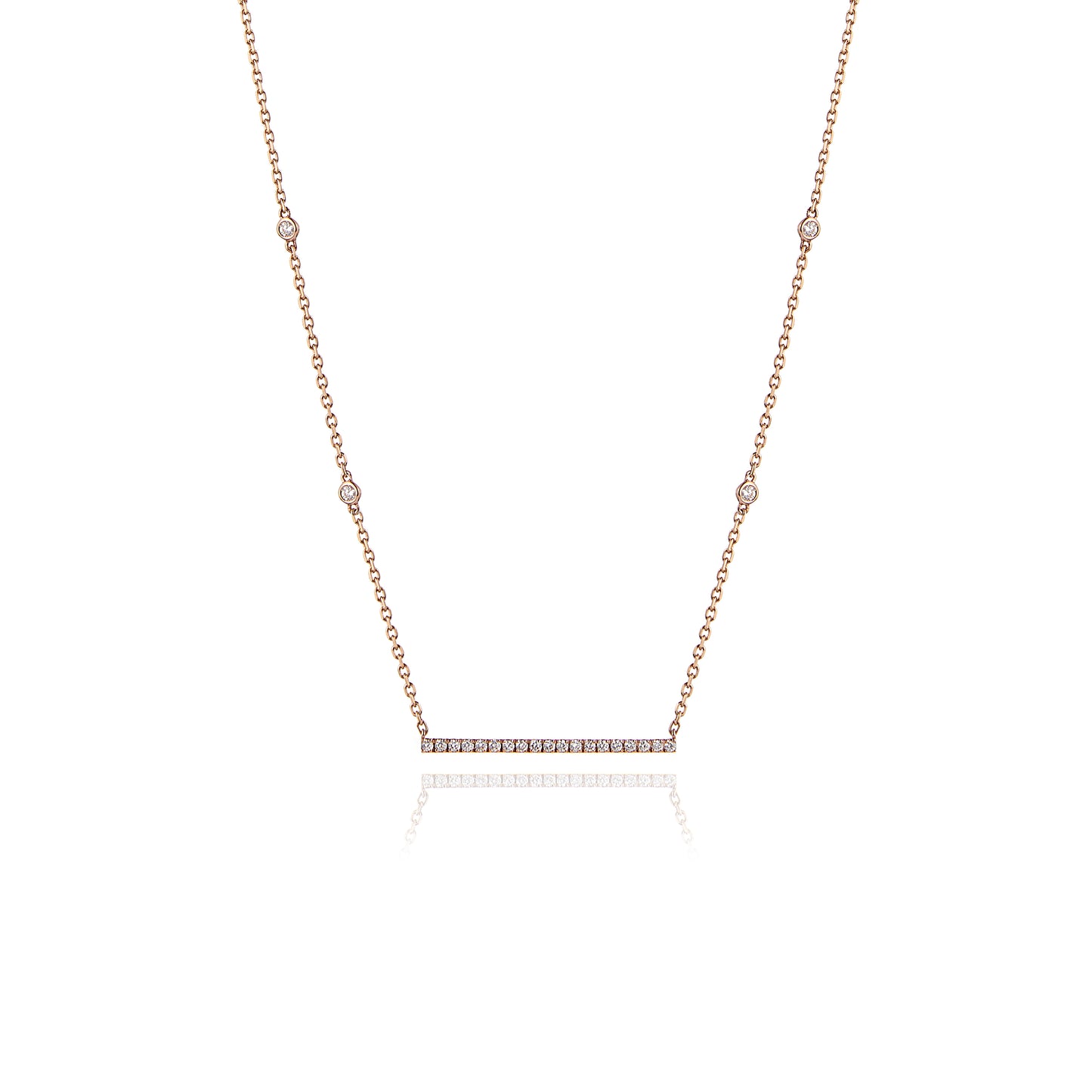 Diamond Bar Necklace in 18kt Rose Gold