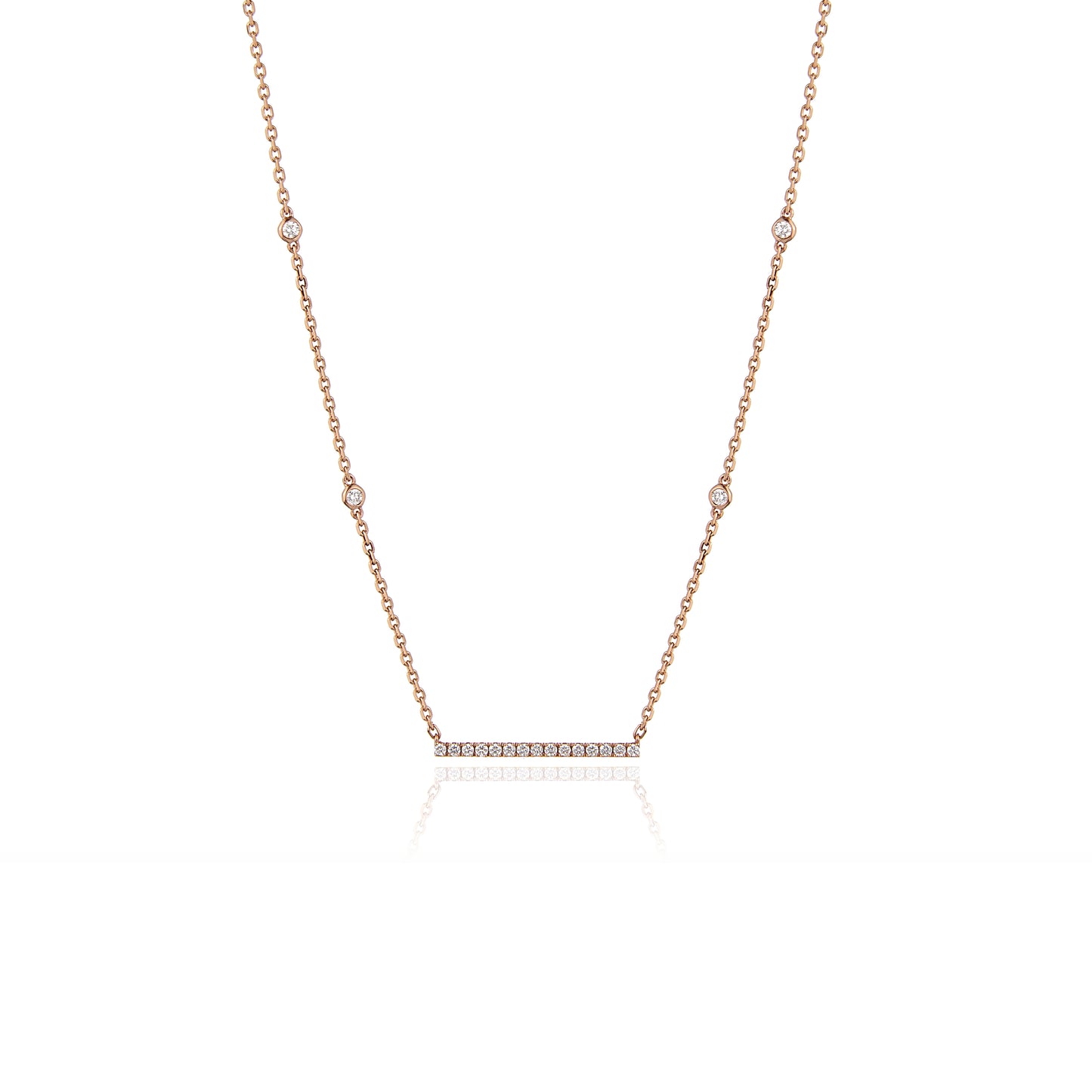 Diamond Bar Necklace in 18kt Rose Gold