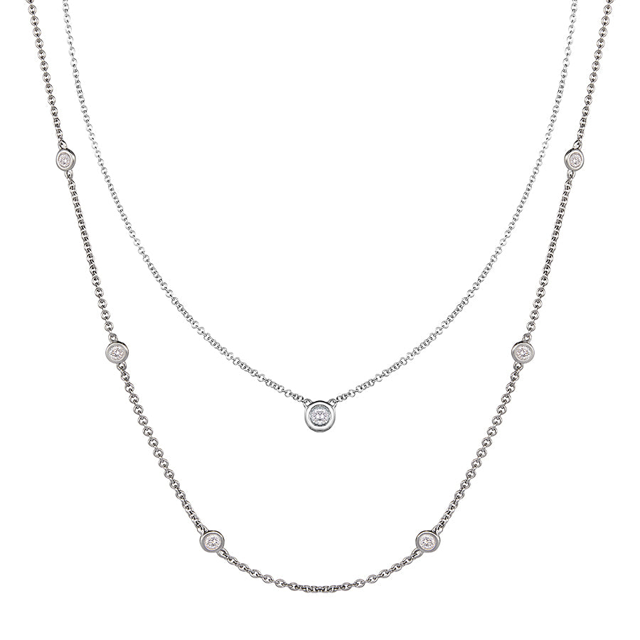 Solo Multi Stone Necklace in 18kt White Gold