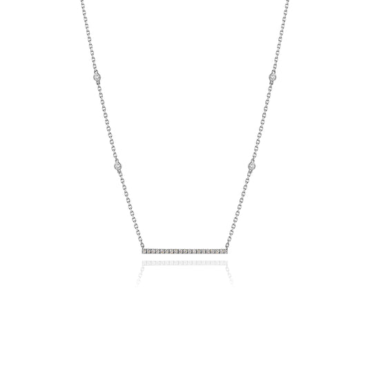 Diamond Bar Necklace in 18kt White Gold