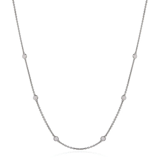 Solo Multi Stone Necklace in 18kt White Gold