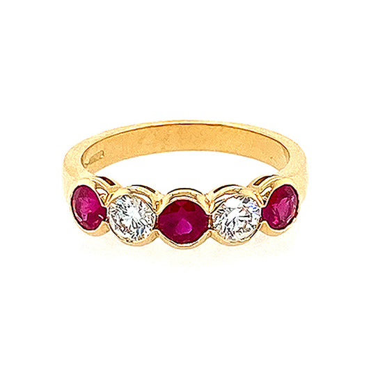 Five Stone Ruby and Diamond Ring