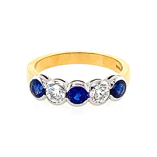 Five Stone Sapphire and Diamond Ring