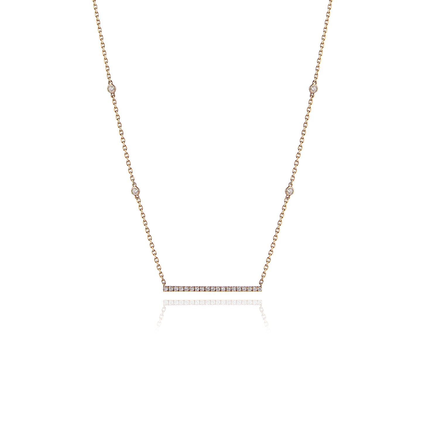 Diamond Bar Necklace in 18kt Yellow Gold