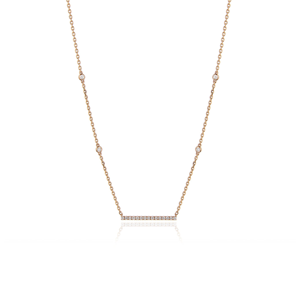 Diamond Bar Necklace in 18kt Yellow Gold